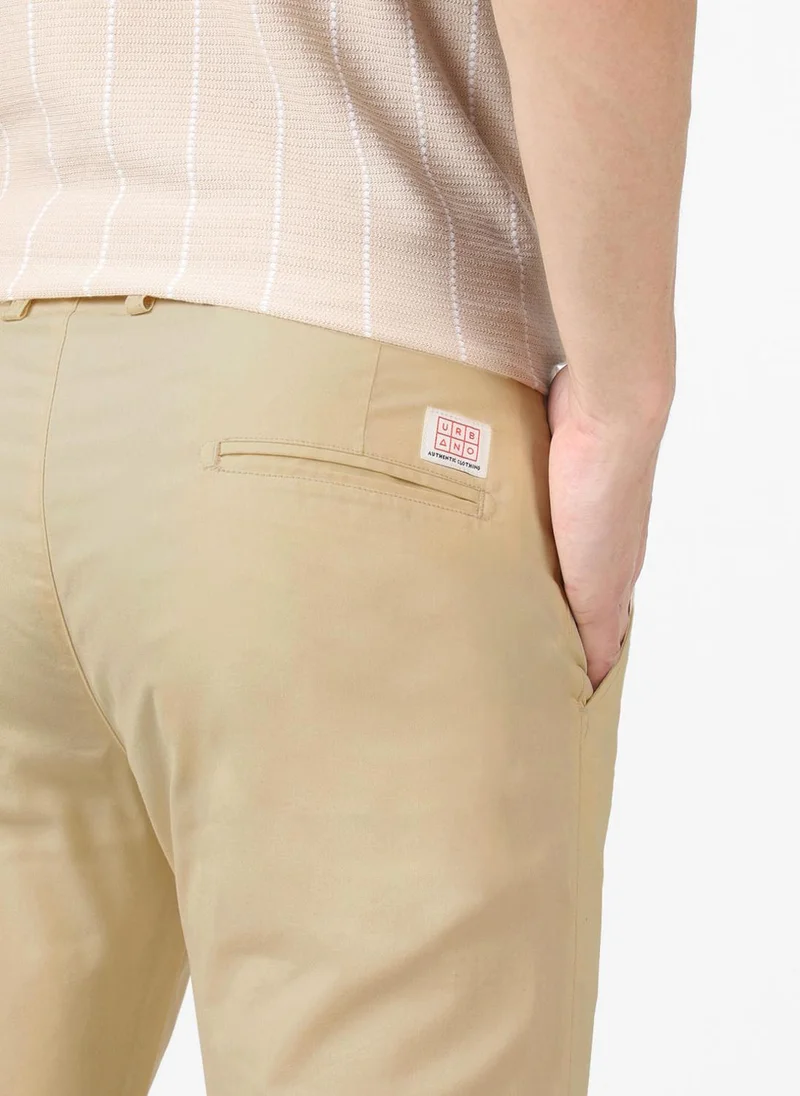 Urbano Fashion  Urbano Fashion Men's Cream Cotton Slim Fit Casual Chinos Trousers for Men | Best Price UAE